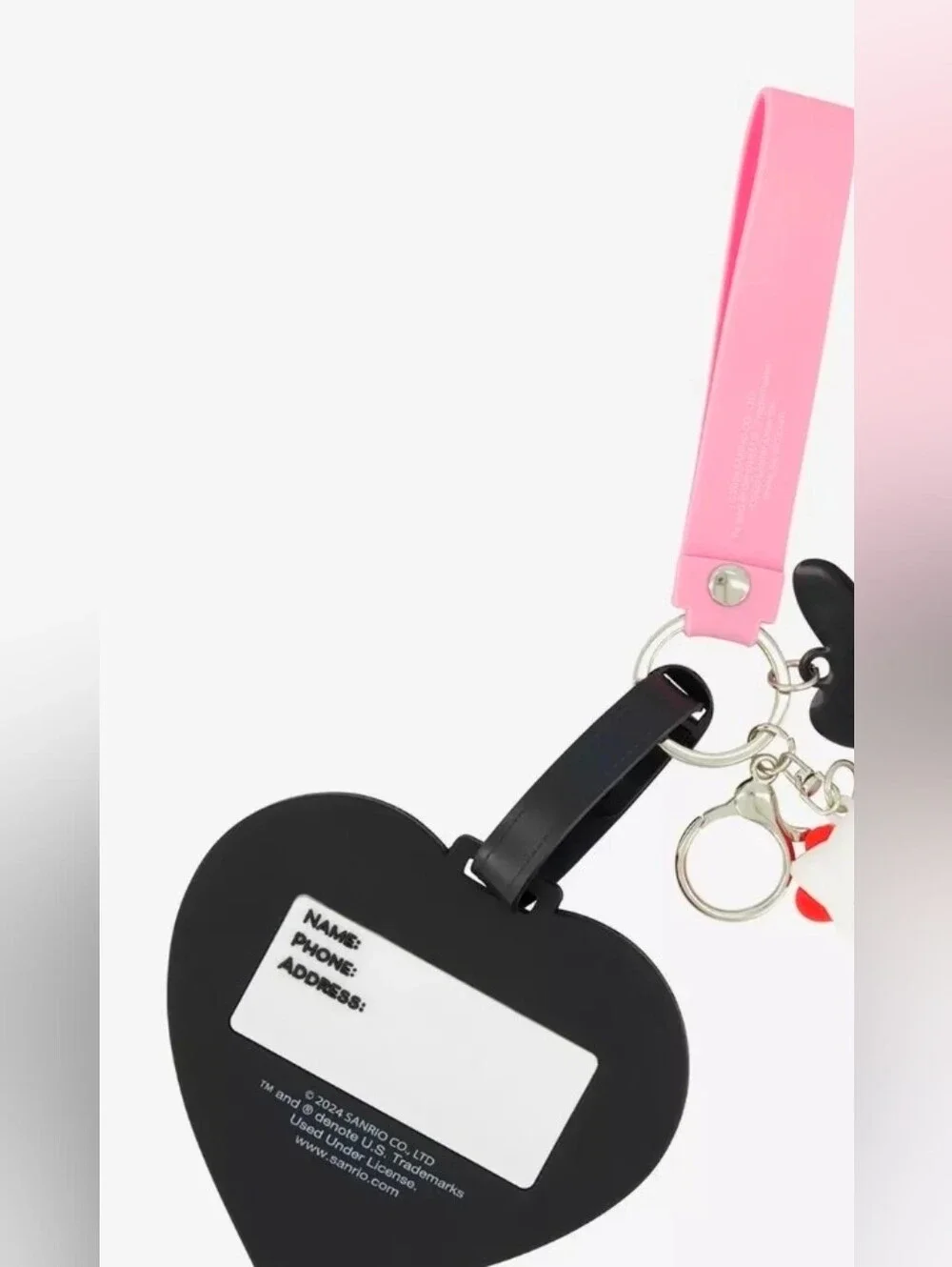 Hello Kitty Pink Heart Luggage Tag with Friends Charm And Lanyard Key Ring 2024